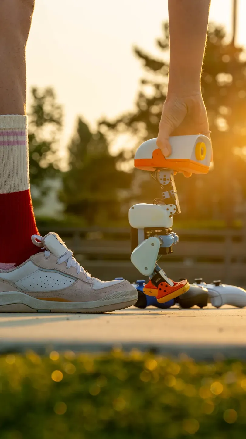 Microduck legs with roller skates